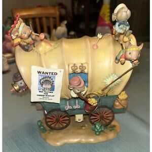 Vintage 1992 Enesco Waggin Tails Cowboys & Indians Deluxe Multi-Action Musical